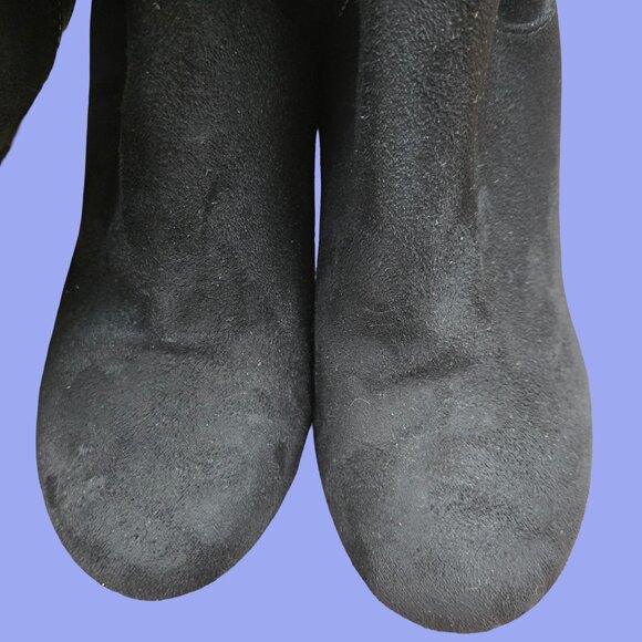 Y2K Black Platform Wedge Knee High Boots Size 8 Faux Suede Zippers Indie Sleaze - Picture 8 of 13